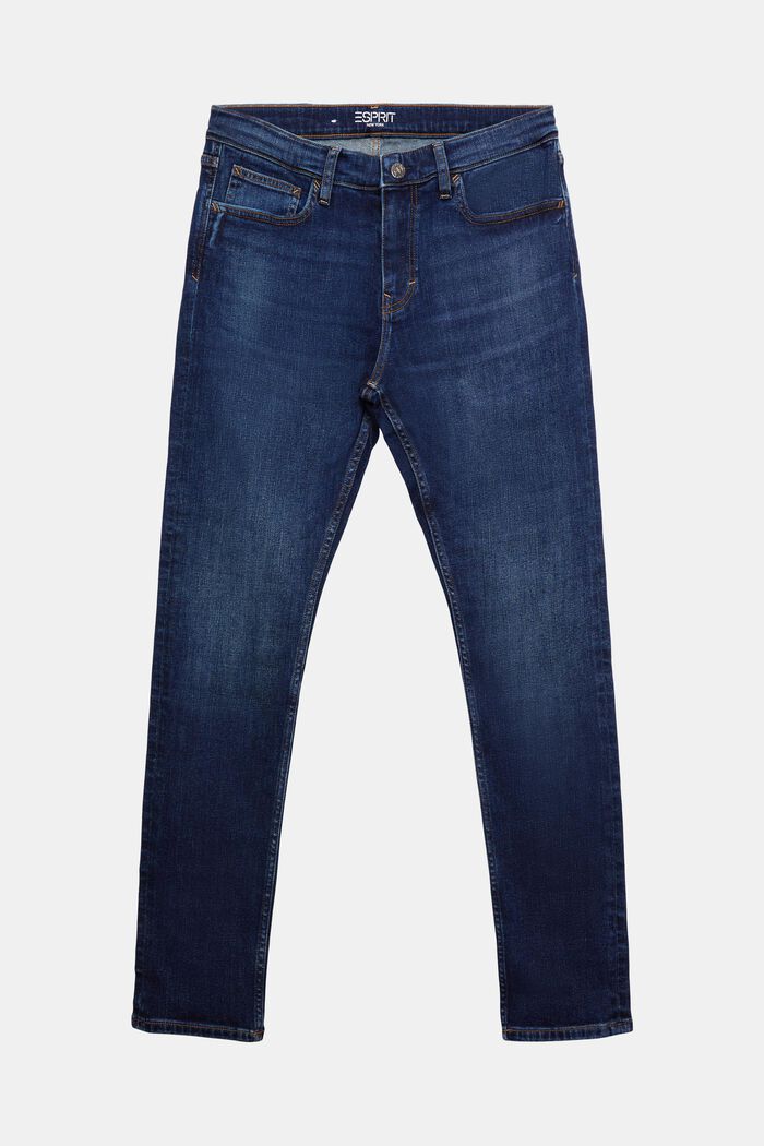 Úzké skinny džíny, recyklovaná strečová bavlna, BLUE LIGHT WASHED, detail image number 7
