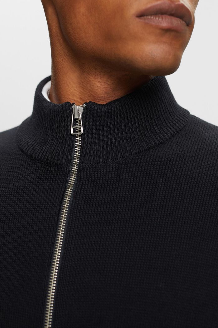 Kardigan na zip, 100 % bavlna, BLACK, detail image number 3