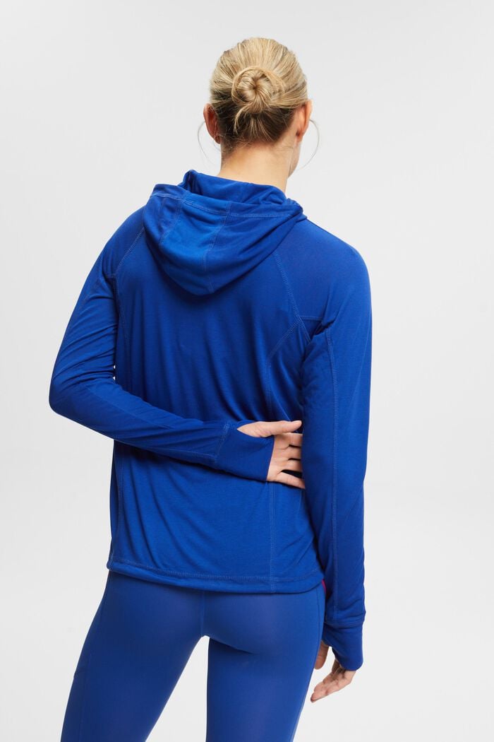 Tričko, dlouhý rukáv a kapuce, LENZING™ ECOVERO™, BRIGHT BLUE, detail image number 3