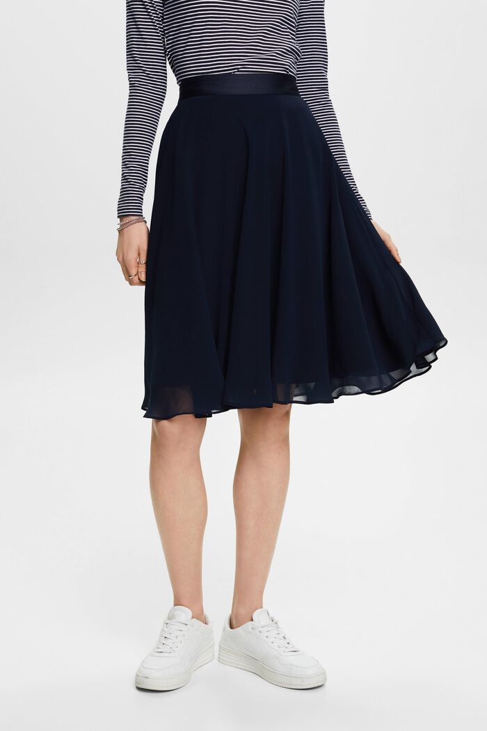 Šifonová sukně s délkou po kolena, NAVY, detail image number 0