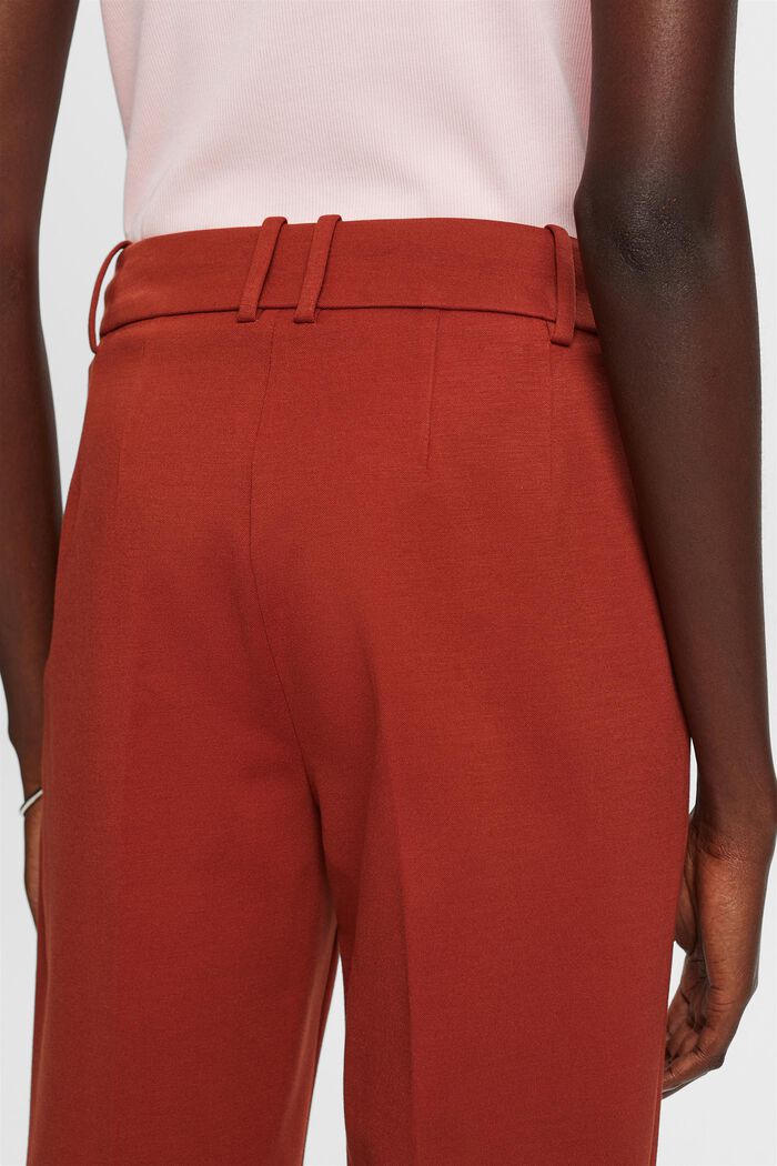 Kalhoty z žerzeje punto, zkrácený střih, RUST BROWN, detail image number 4