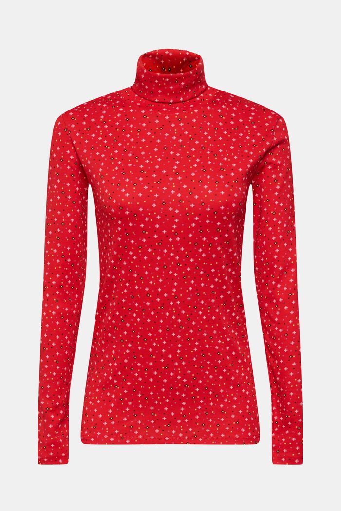 Vzorované tričko s dlouhým rukávem, 100% bavlna, DARK RED, detail image number 2