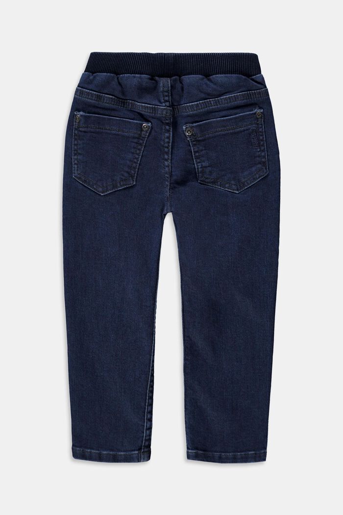 Bavlněné džíny s žebrovým pasem, BLUE DARK WASHED, detail image number 1