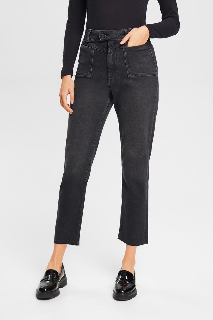 Zkrácené strečové džíny ve stylu devadesátek, BLACK DARK WASHED, detail image number 0