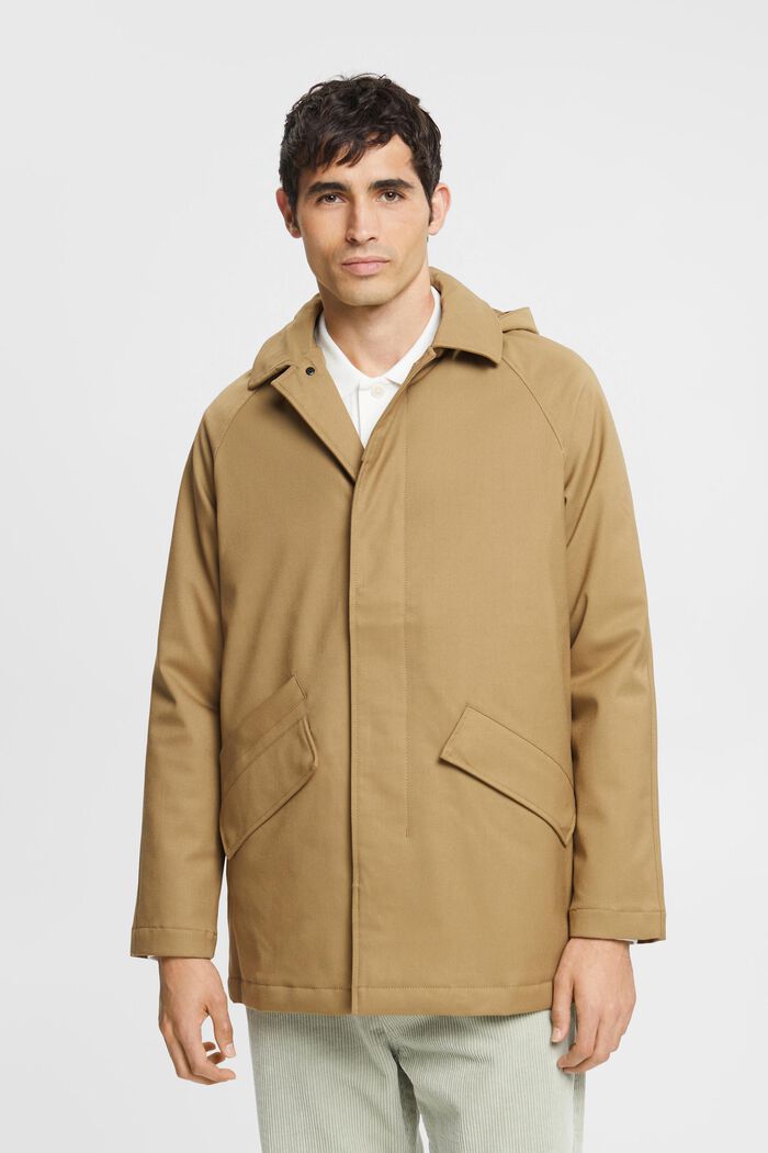 Kabát s odepínací kapucí, KHAKI BEIGE, detail image number 0
