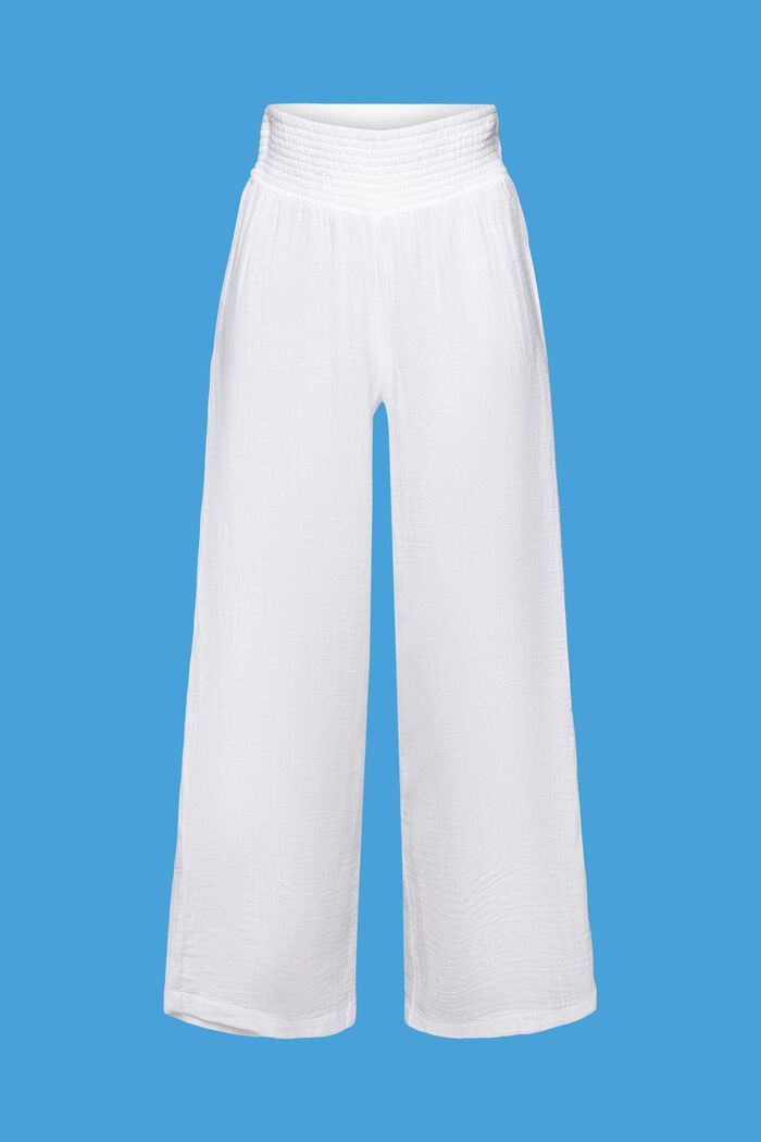 Kalhoty se širokými nohavicemi, 100% bavlna, WHITE, detail image number 4