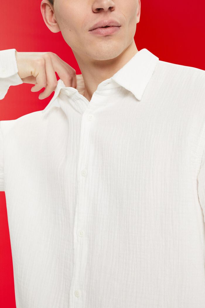 Mušelínová košile z udržitelné bavlny, OFF WHITE, detail image number 4
