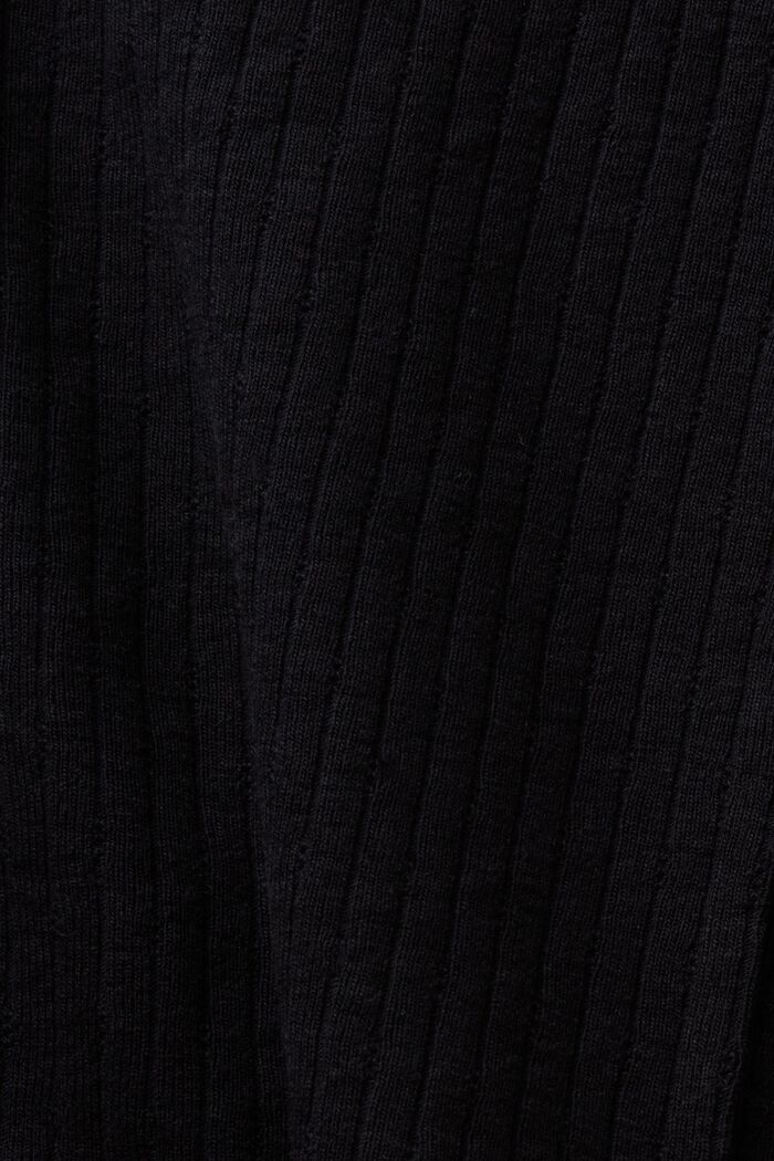Top z žebrové pleteniny s dlouhým rukávem a krajkovým lodičkovým výstřihem, BLACK, detail image number 4