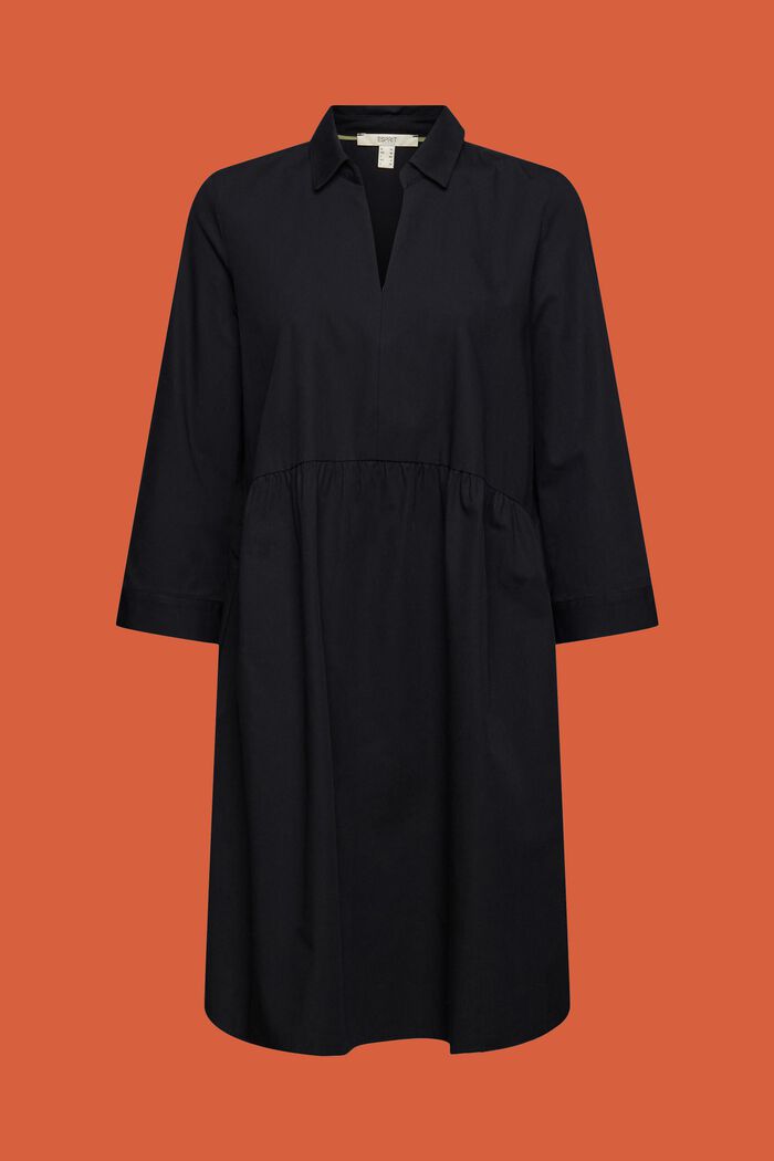 Šaty v áčkové linii z bio bavlny, BLACK, detail image number 5