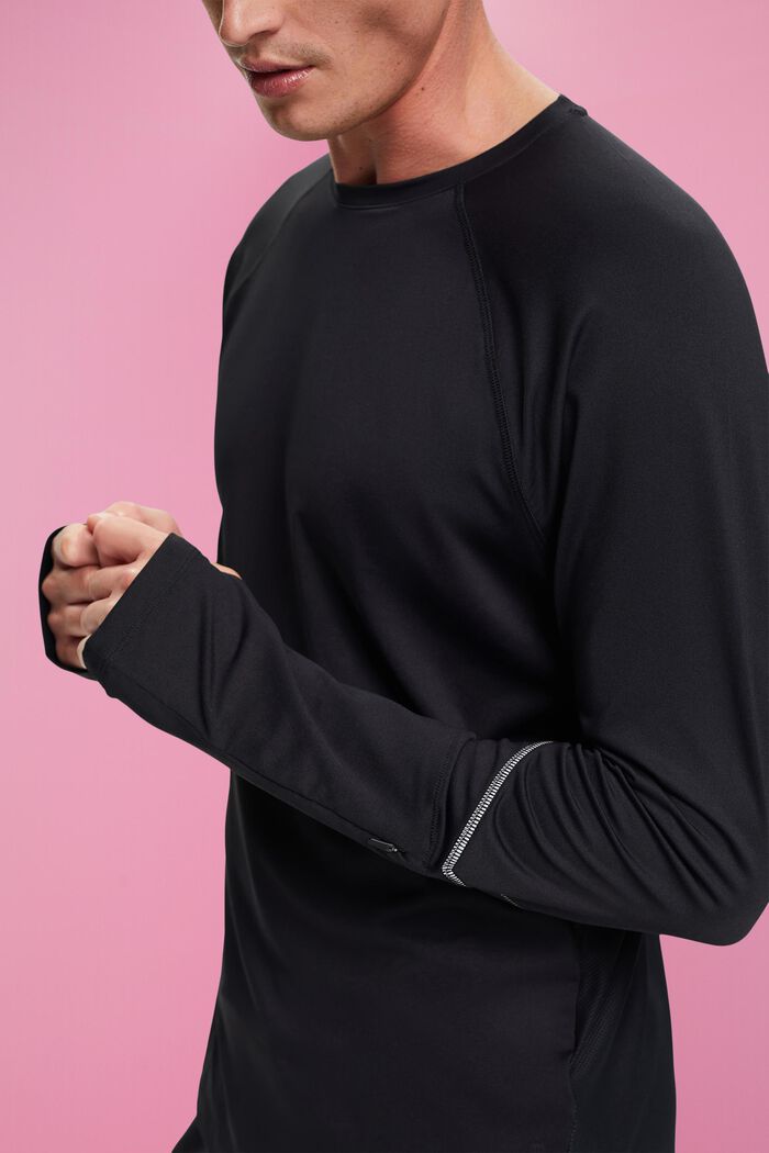 Tričko s dlouhým rukávem s otvory na palce, BLACK, detail image number 2