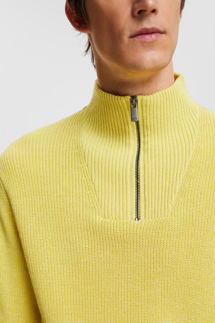 Pletený svetr s polovičním zipem, BRIGHT YELLOW, detail image number 3