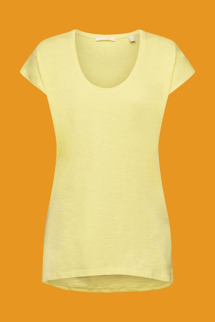 Bavlněné tričko s výstřihem do písmene U, LIGHT YELLOW, detail image number 6