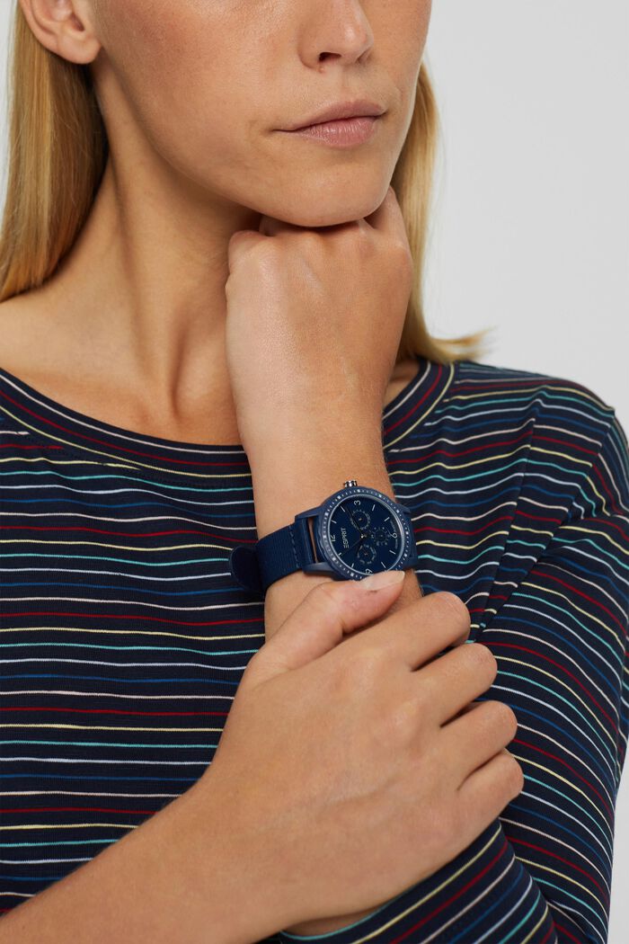 Z recyklovaného materiálu: multifunkční hodinky z plastů z moří, BLUE, detail image number 2
