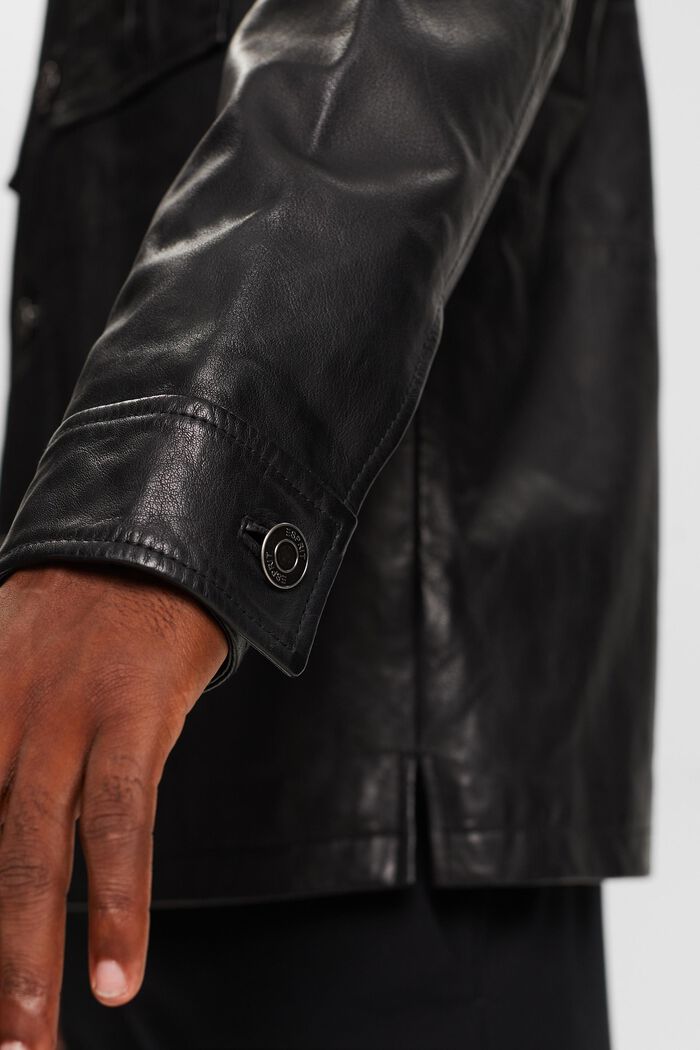 Kožená košilová bunda, BLACK, detail image number 5