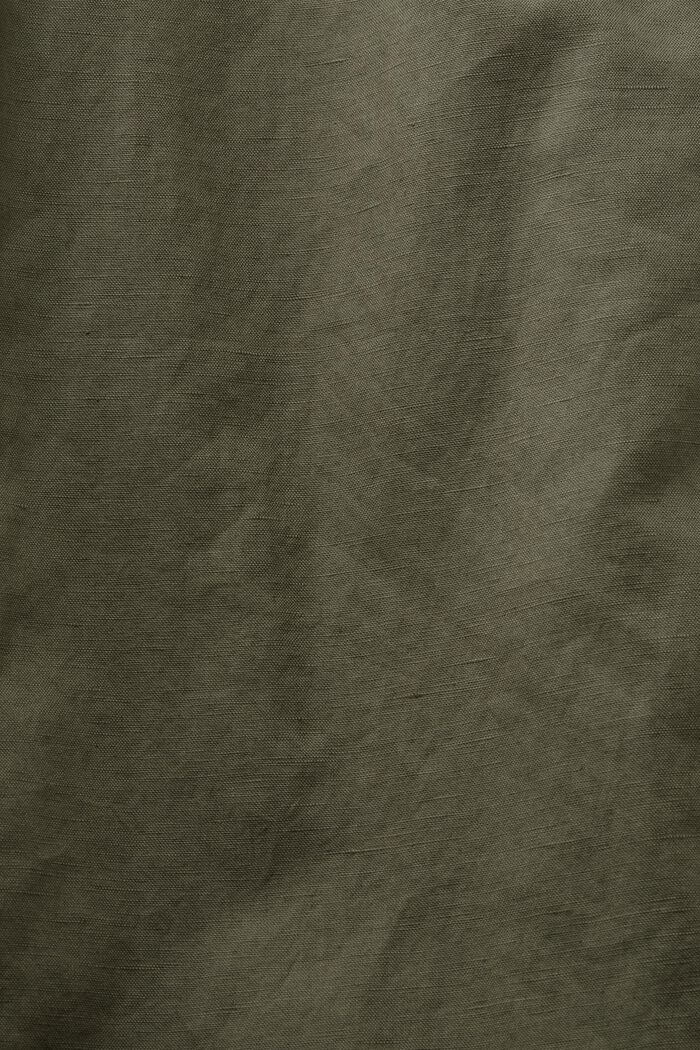 Zkrácená kalhotová sukně z bavlny se lnem, DARK KHAKI, detail image number 6