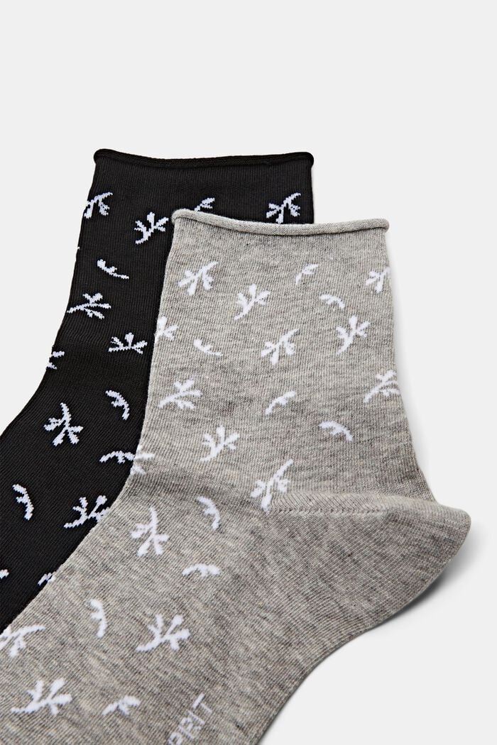 Bavlněné ponožky s potiskem, 2 páry v balení, GREY/BLACK, detail image number 2