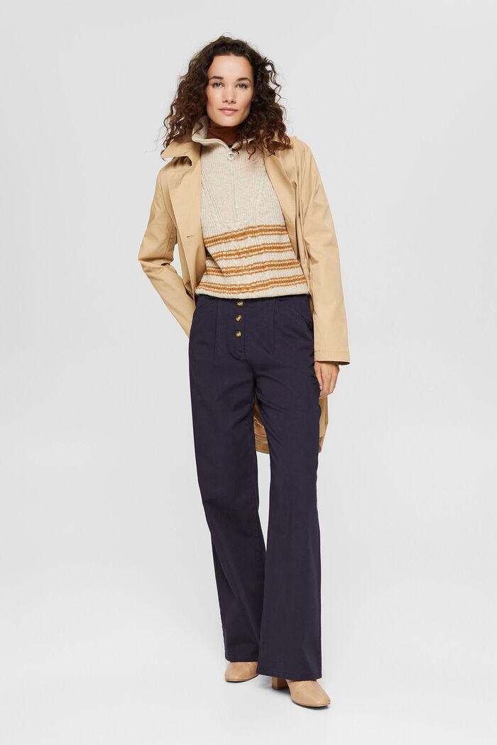 Široké kalhoty s knoflíkovou lištou, 100% bavlna, NAVY, detail image number 1