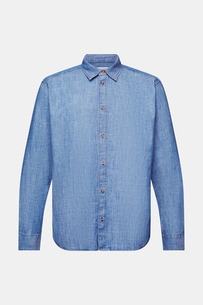 Džínová košile s propínacím límcem, BLUE MEDIUM WASHED, detail image number 7