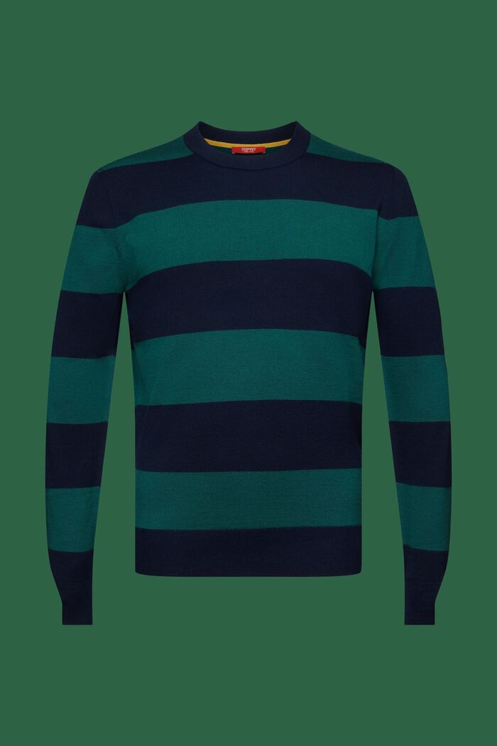 Vlněný bezešvý pulovr s proužky, DARK BLUE, detail image number 7