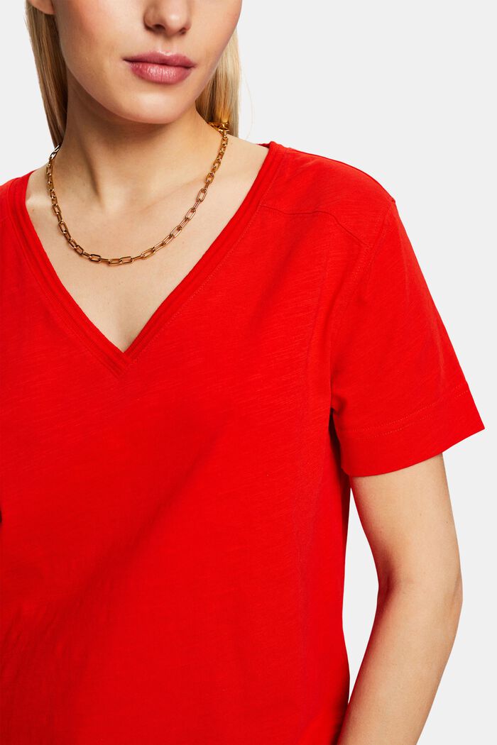 Tričko z žerzeje, se špičatým výstřihem, RED, detail image number 2