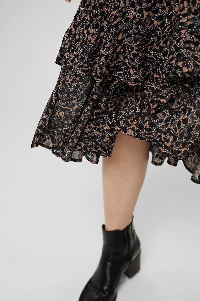Šifonová sukně s volánky a vzorovaným potiskem, ANTHRACITE, detail image number 5