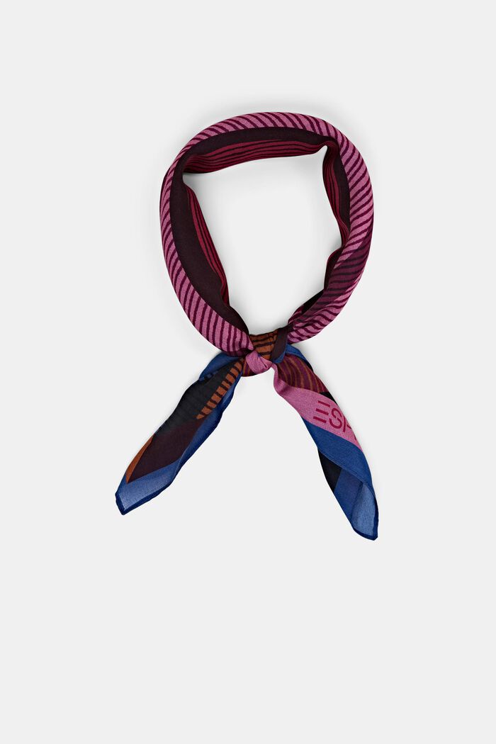 Šátek s potiskem, směs s hedvábím, AUBERGINE, detail image number 0