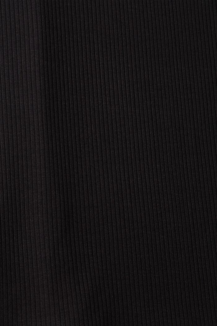 Žebrové tričko s dlouhým rukávem a krajkou, BLACK, detail image number 5