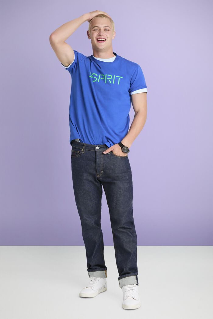 Unisex tričko s logem, z bavlněného žerzeje, BRIGHT BLUE, detail image number 4