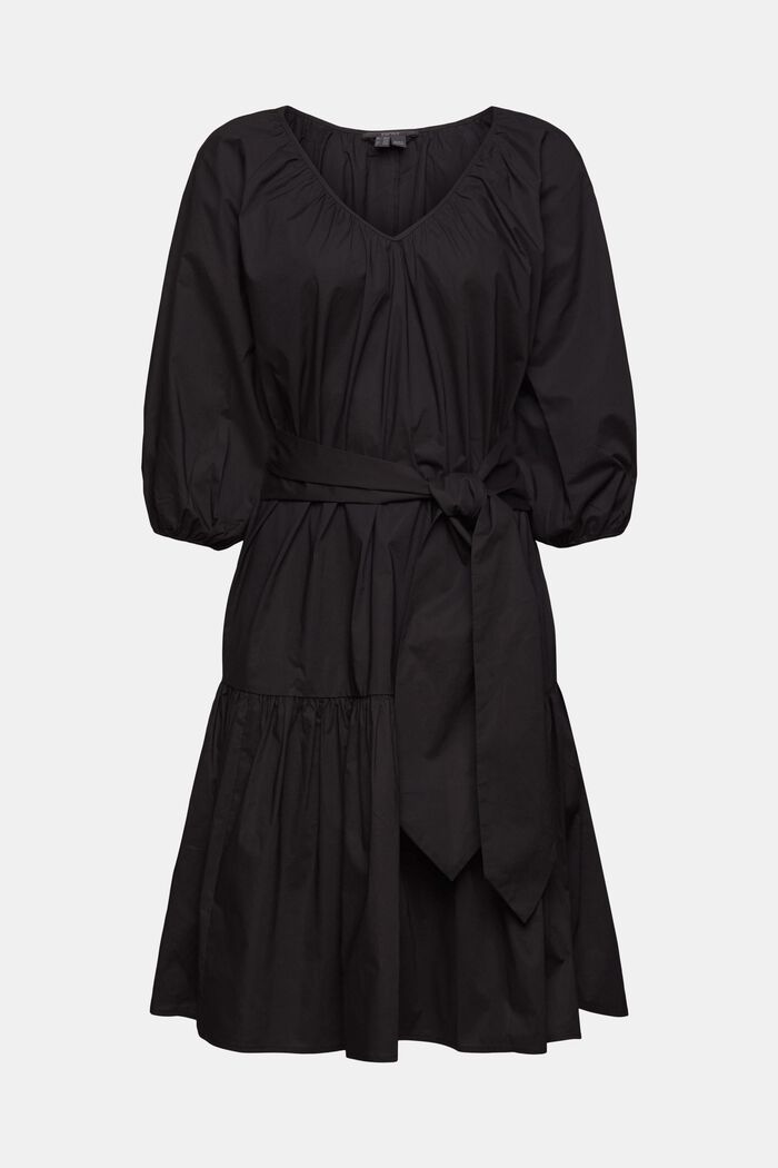 Šaty s širokým vázacím páskem, BLACK, overview