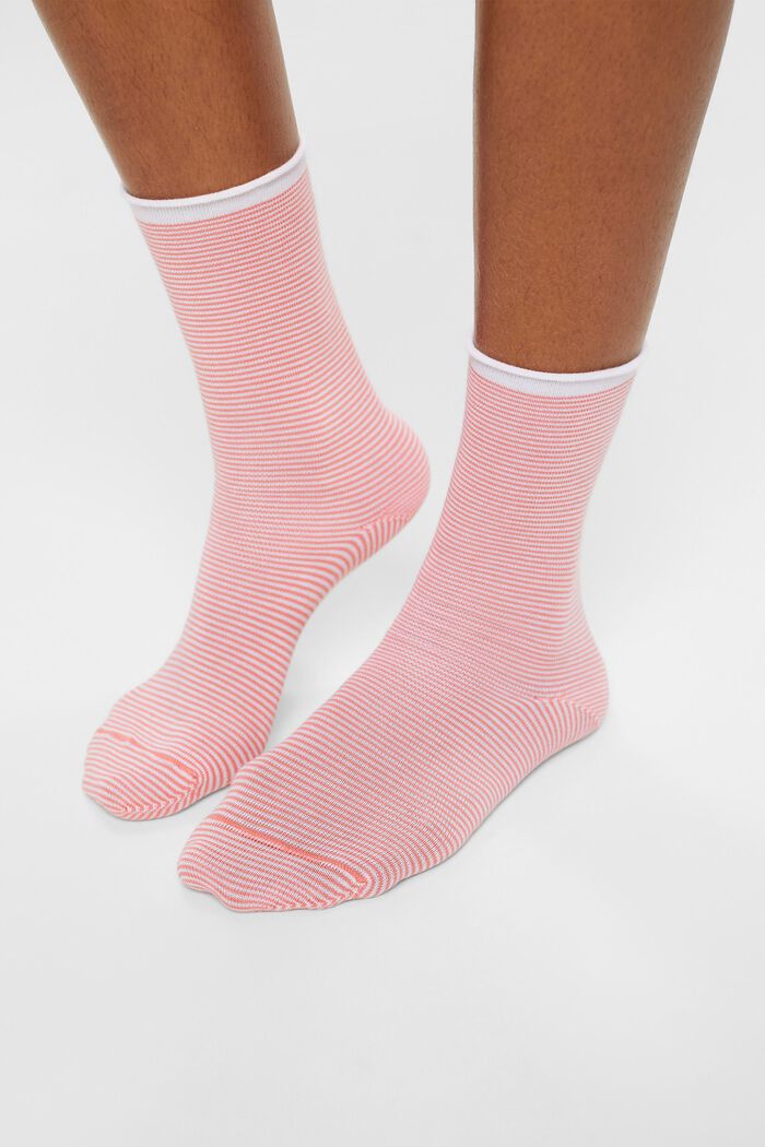 Pruhované ponožky se srolovaným lemem, bio bavlna, ROSE/PINK, detail image number 2