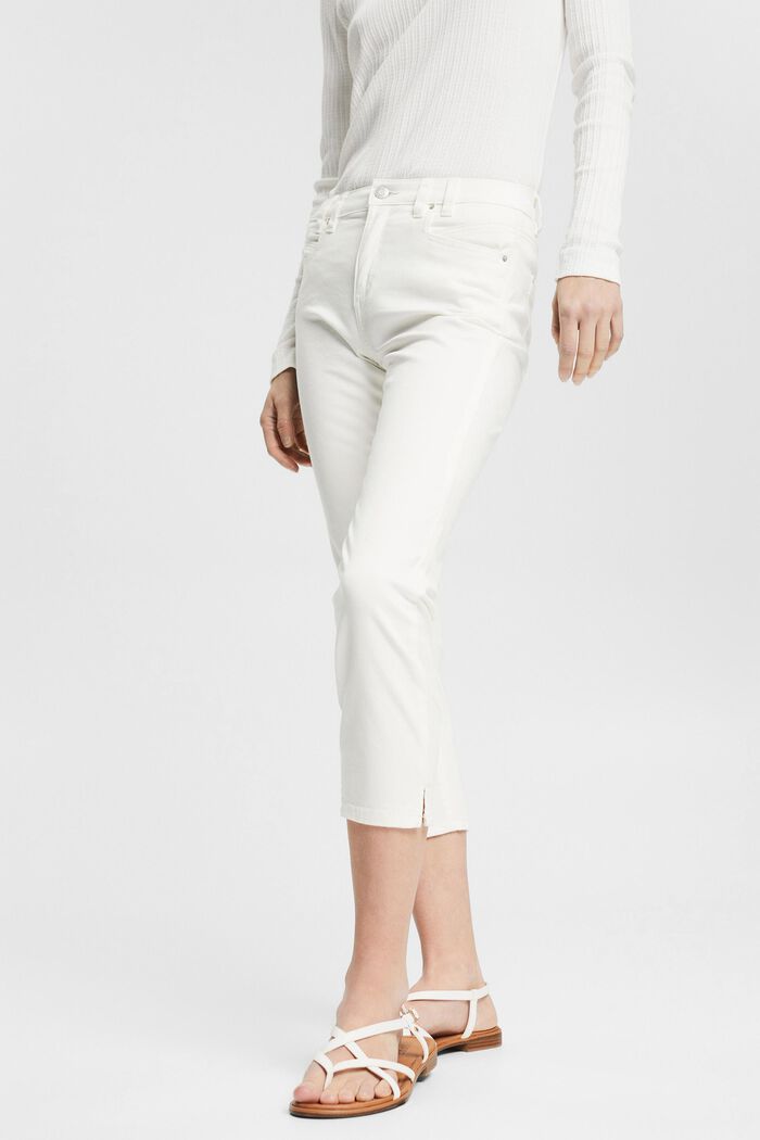 Strečové kalhoty v délce capri, WHITE, detail image number 0