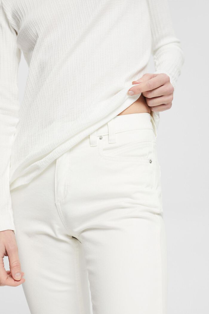 Strečové kalhoty v délce capri, WHITE, detail image number 2