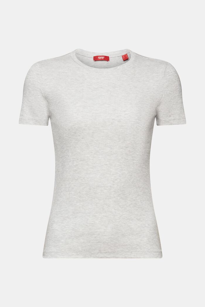Žebrové žerzejové tričko ze směsi s bavlnou, LIGHT GREY, detail image number 6