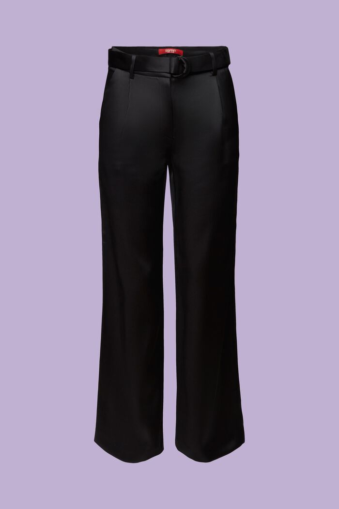 Saténové kalhoty s širokými nohavicemi, BLACK, detail image number 7
