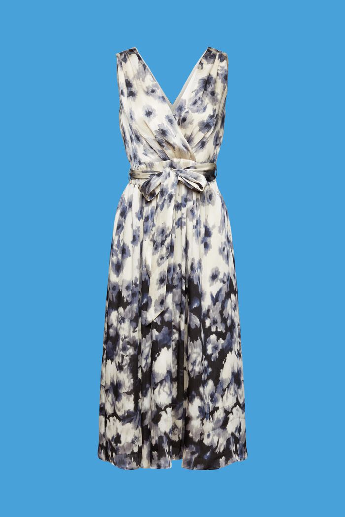 Zmačkané saténové mini šaty s květovaným potiskem, BLACK, detail image number 7