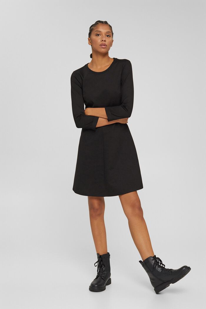 Žerzejové šaty s materiálem LENZING™ ECOVERO™, BLACK, detail image number 6