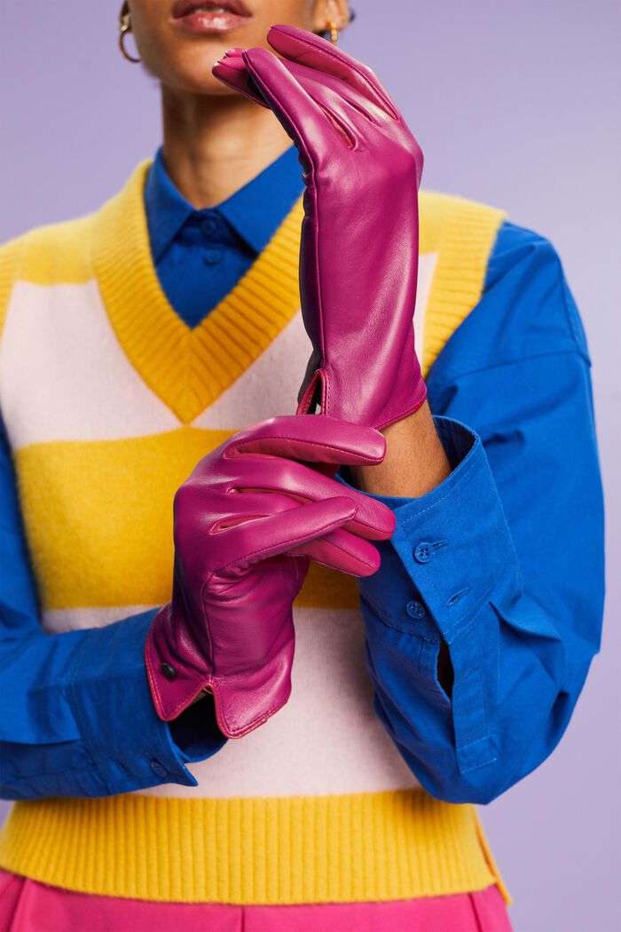 Kožené rukavice, PINK FUCHSIA, detail image number 2