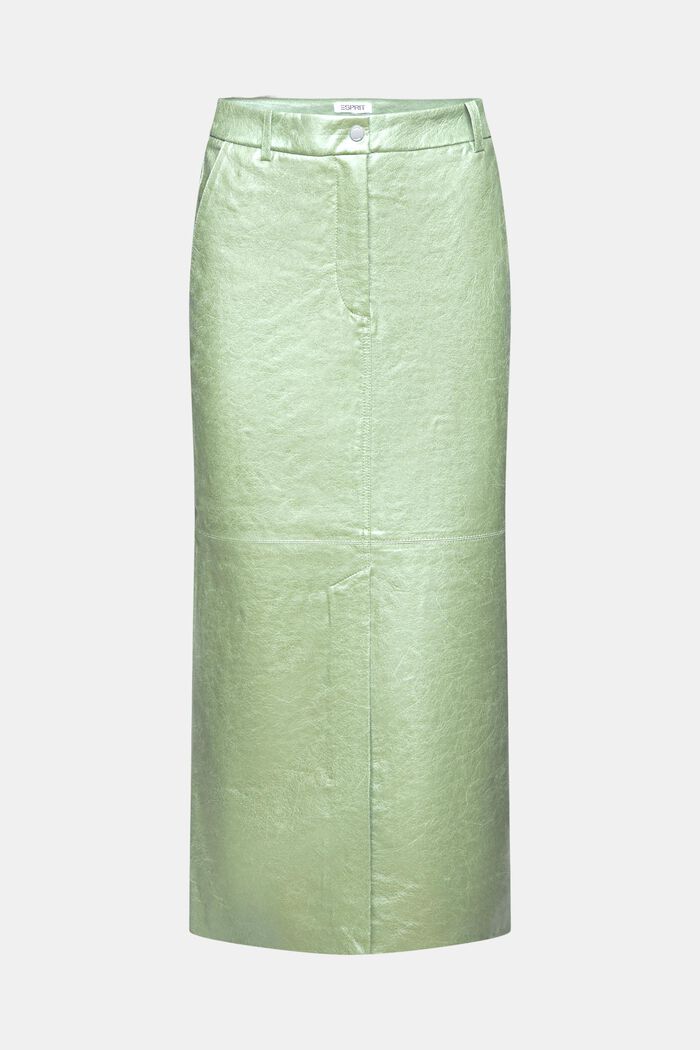Metalická midi sukně s povrchovou úpravou, LIGHT AQUA GREEN, detail image number 7