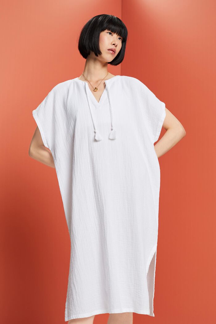 Plážové tunikové šaty, 100% bavlna, WHITE, detail image number 0