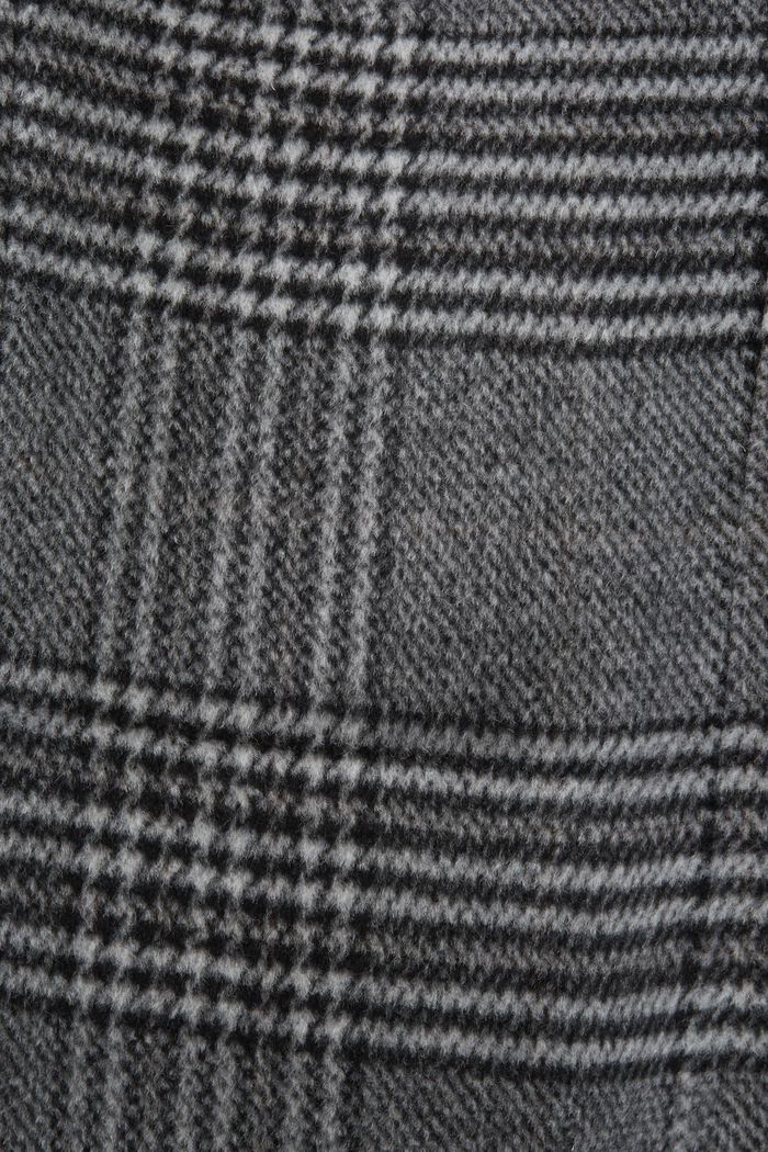 Z recyklovaného materiálu: károvaný kabát ze směsi s vlnou a s kašmírem, BLACK, detail image number 8
