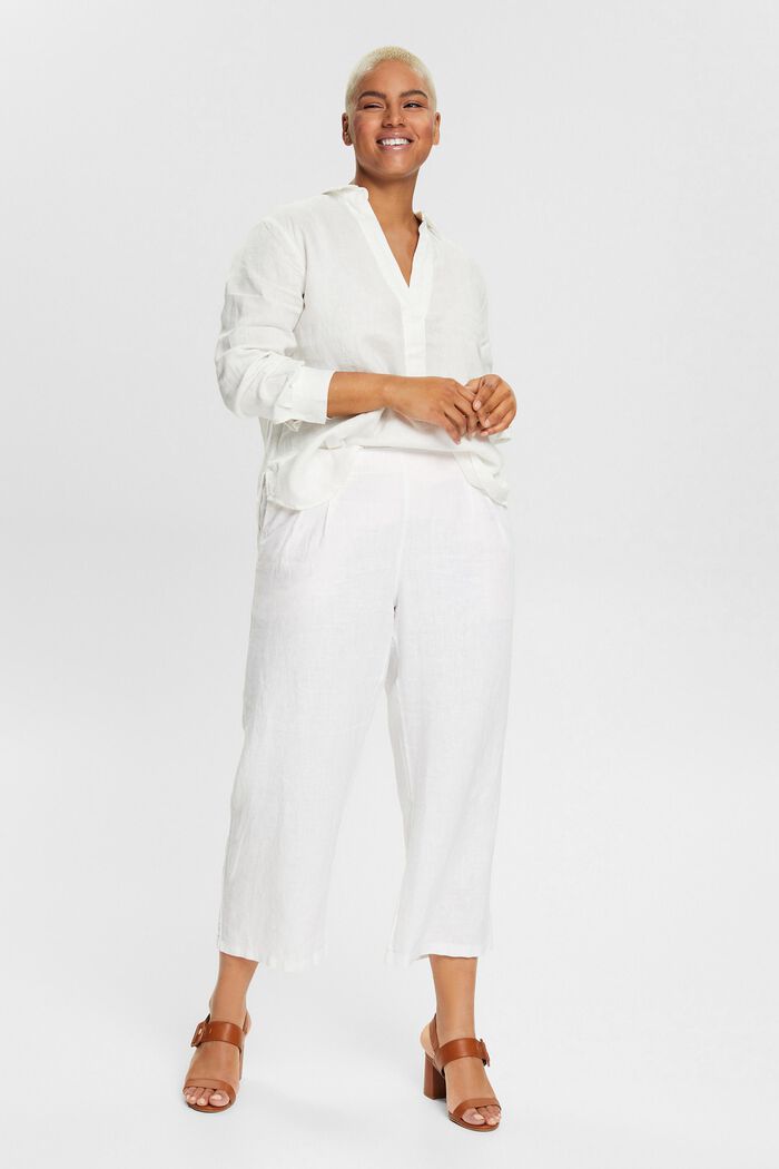 CURVY kalhotová sukně ze 100% lnu, WHITE, detail image number 6