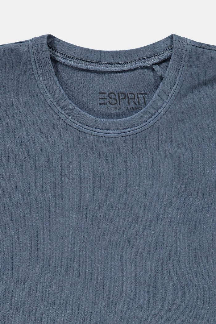 Žebrové tričko s nařaseným lemem, 100% bavlna, BLUE MEDIUM WASHED, detail image number 2