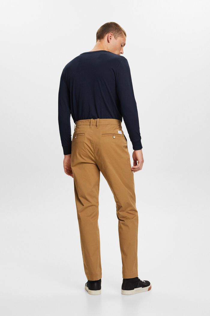 Kalhoty chino, bavlněný kepr, rovný střih, CAMEL, detail image number 3