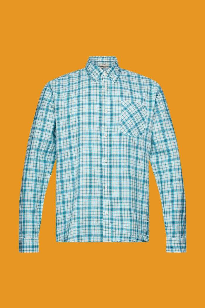 Kostkovaná košile z udržitelné bavlny, AQUA GREEN, detail image number 6