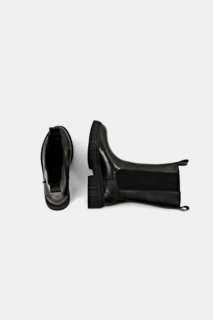 Široké kotníčkové boty z imitace kůže, BLACK, detail image number 4