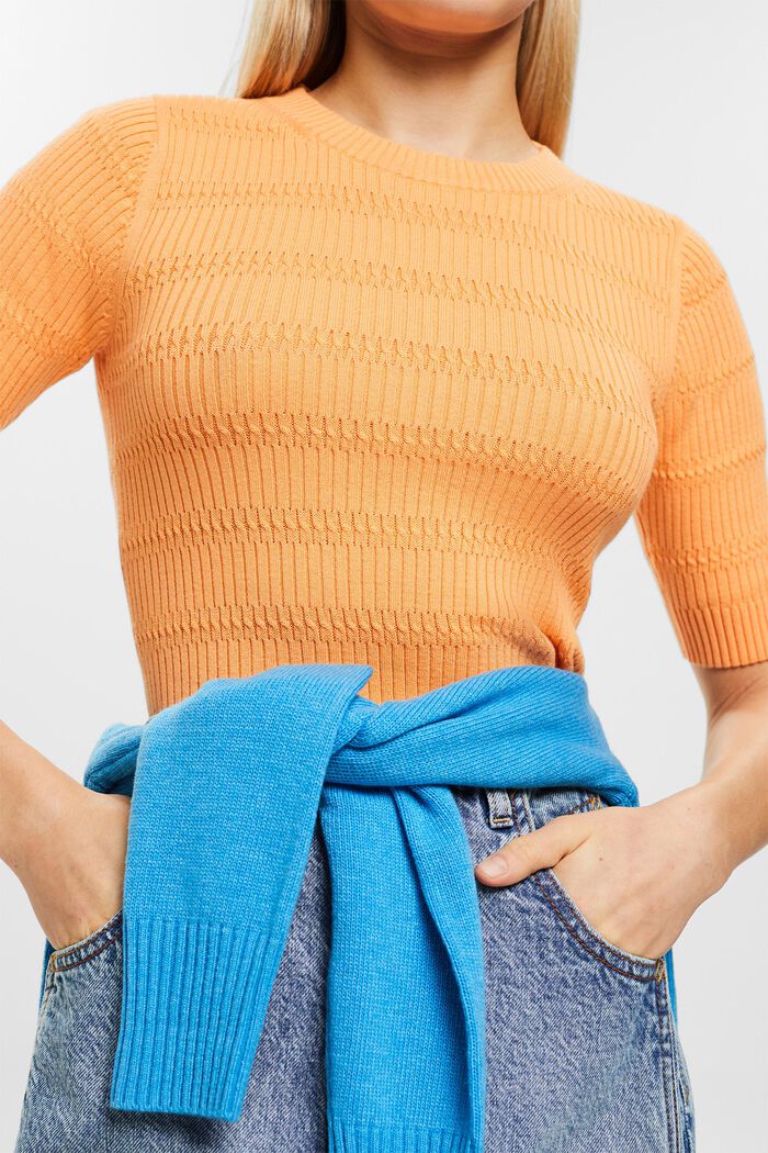 Pletený pulovr s krátkým rukávem, PASTEL ORANGE, detail image number 2