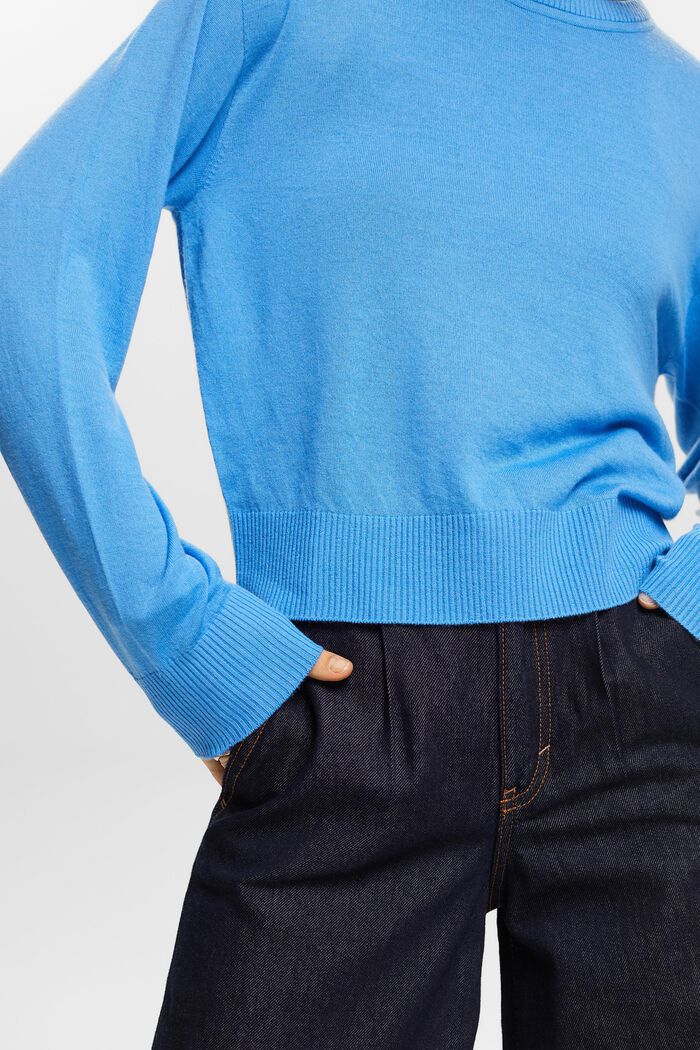 Kašmírový pulovr s kulatým výstřihem, BLUE, detail image number 3