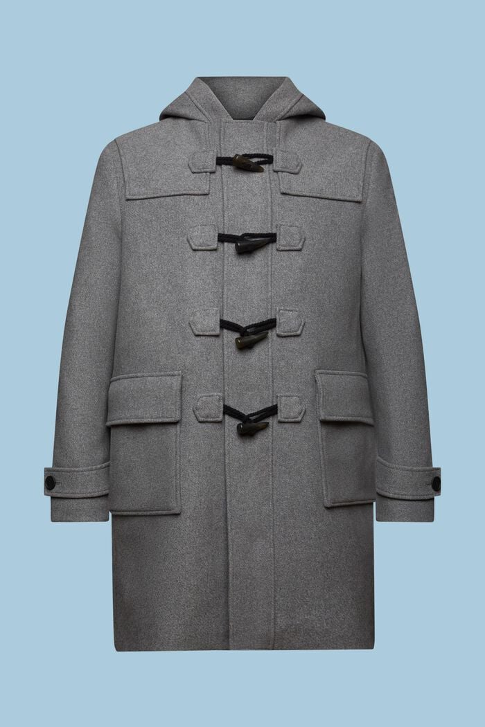 Kabát dufflecoat z vlněné směsi, MEDIUM GREY, detail image number 6