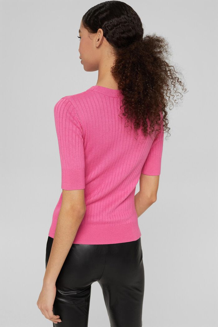 Žebrový pulovr s krátkým rukávem, bio bavlna, PINK, detail image number 5