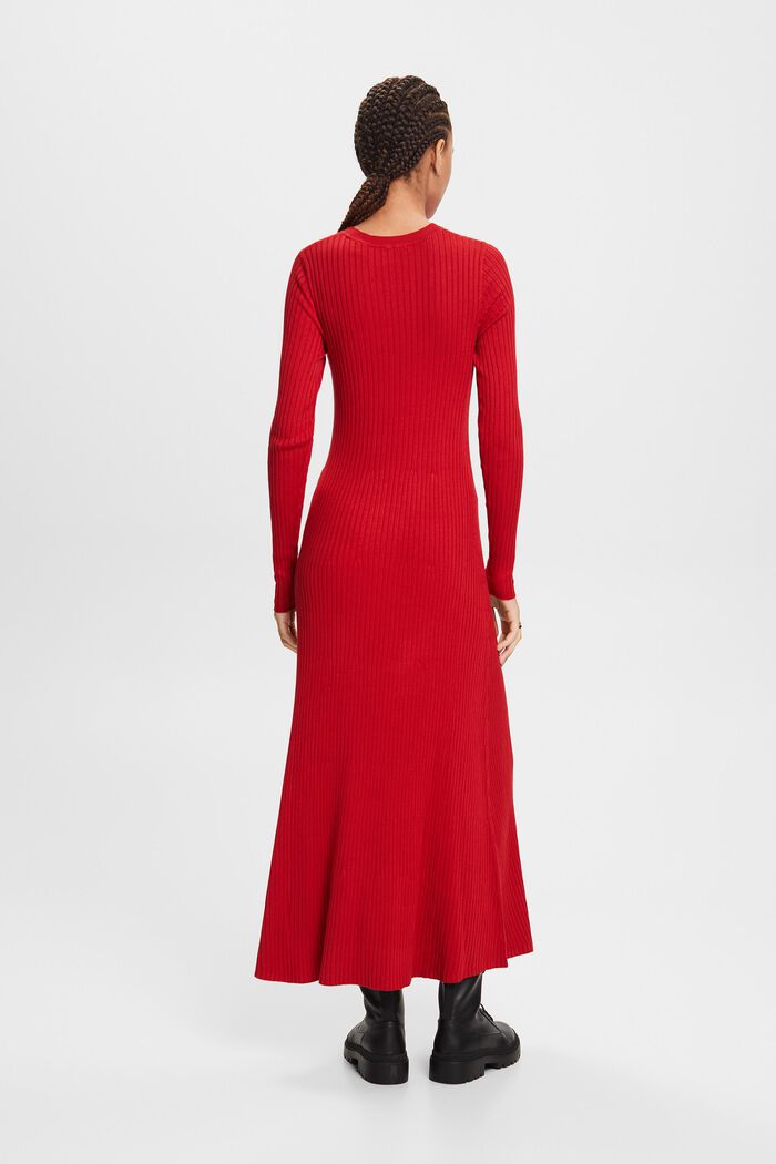 Maxi šaty z žebrovaného úpletu, DARK RED, detail image number 5